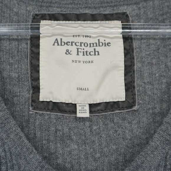 Vintage Abercrombie & Fitch Babydoll Sweater Small Long Sleeve Button Gray Y2K - Picture 8 of 16